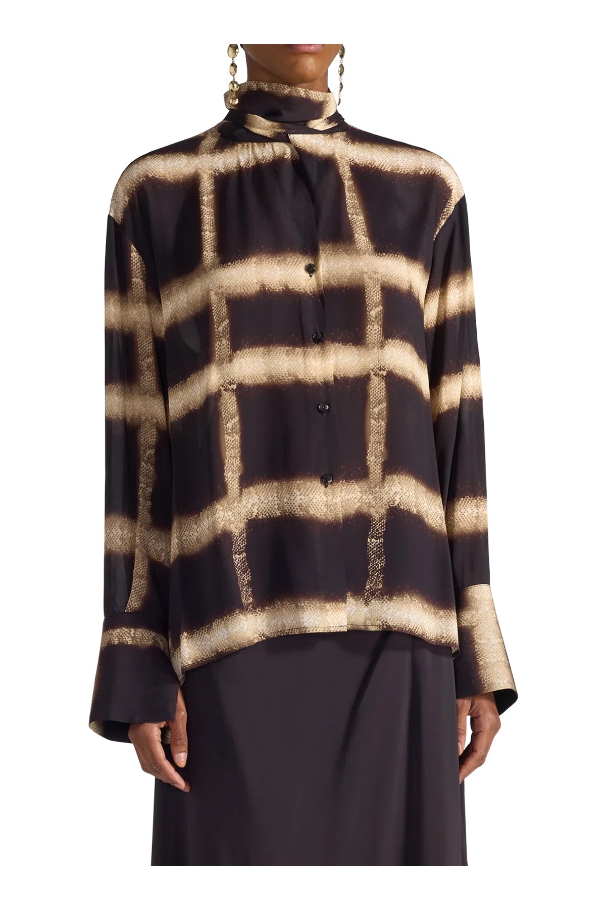 Blusa Donna Check Pitonato Liviana Conti F6SU10 FLORENCE Made in Italy