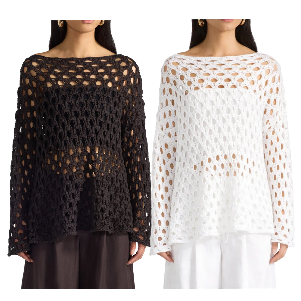 LIVIANA CONTI maglia donna svasata traforata F6SB40 SANDY cotone MADE IN ITALY