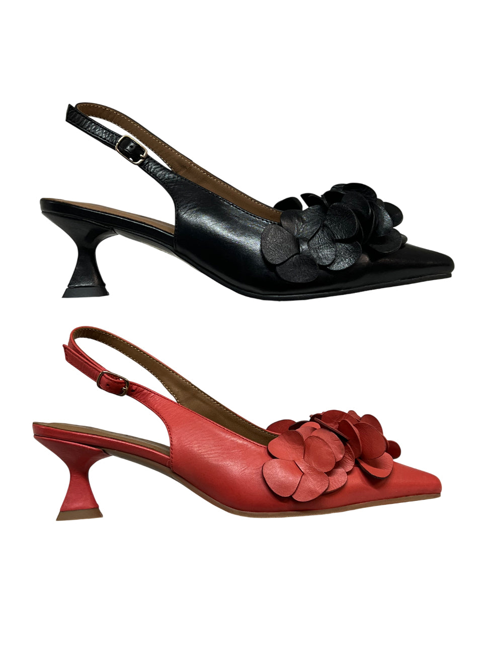 LA VITRINA sling-back donna in pelle con fiori POMIZIA