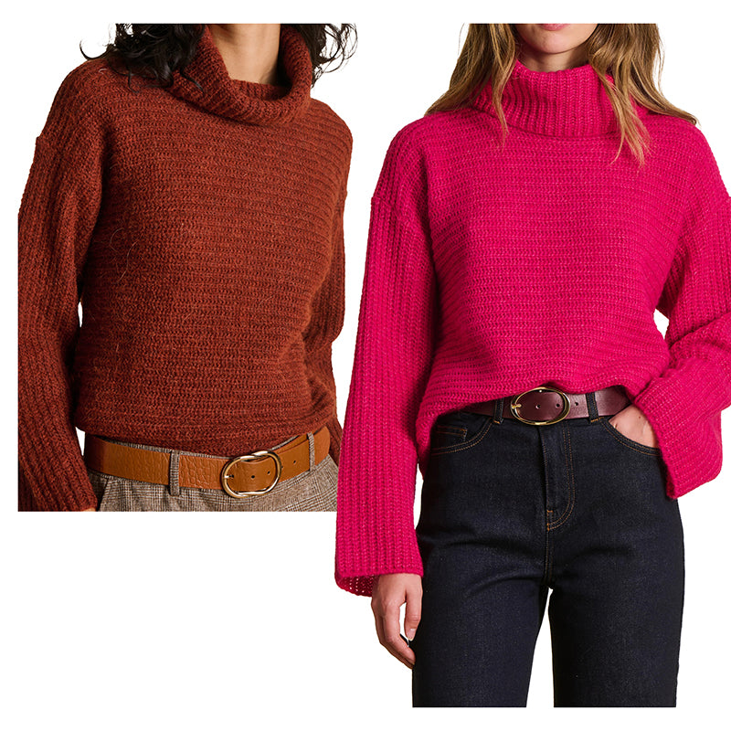 LA FEE MARABOUTEE maglia donna collo alto coste orizzontali EGERIA Made in Italy