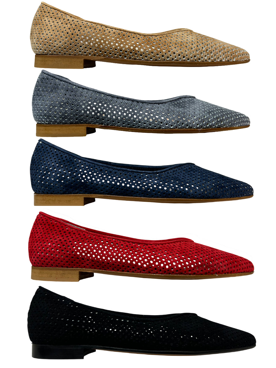 UPPER CLASS Ballerina Donna 4110 CAM Camoscio Lavato Traforata Punta