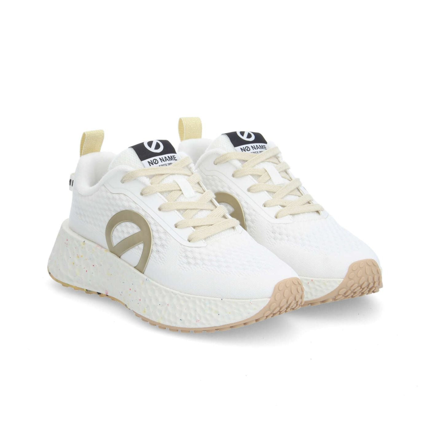 NØ NAME Sneaker Donna CARTER FLY W Bianco/Dorato – Platform 5 cm Eco GRS/GOTS
