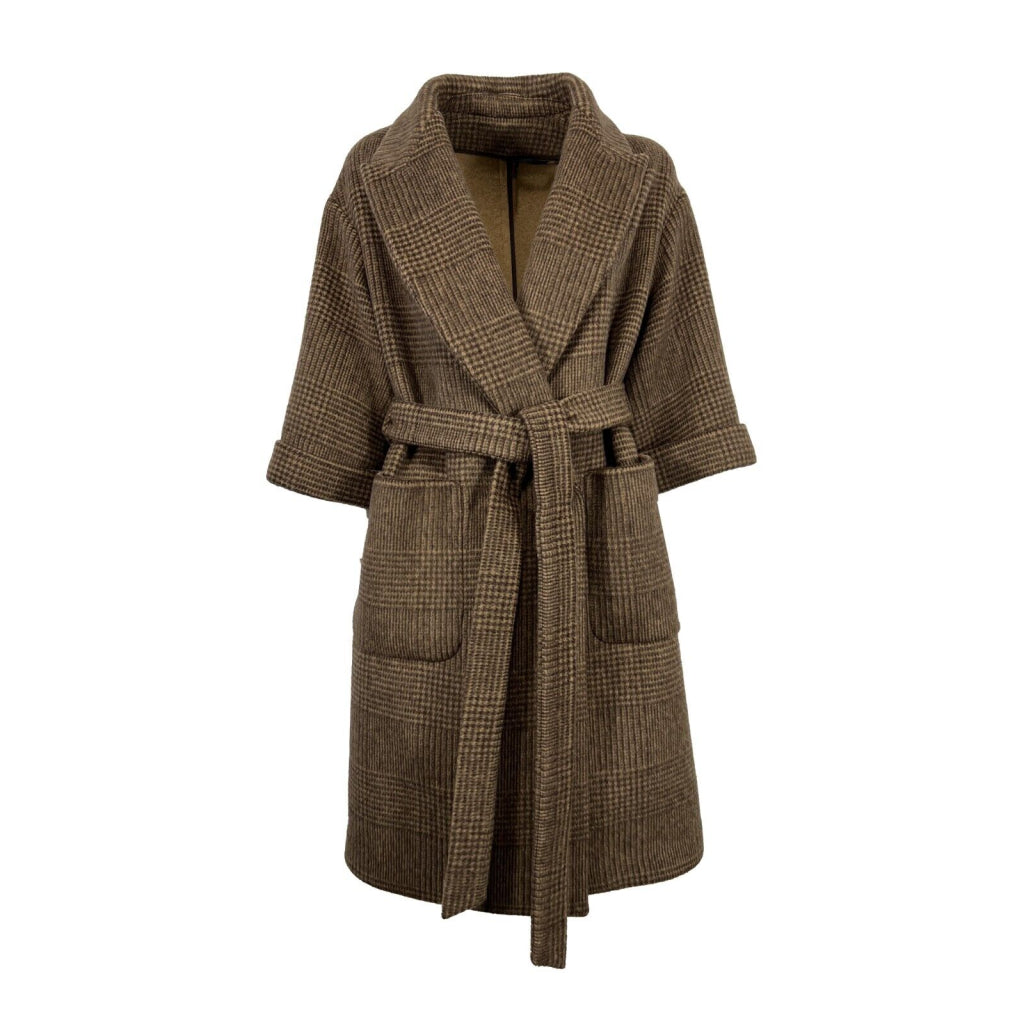 LUCREZIA T cappotto donna Prince di Galles marrone double L23700LU330 MADE IN ITALY