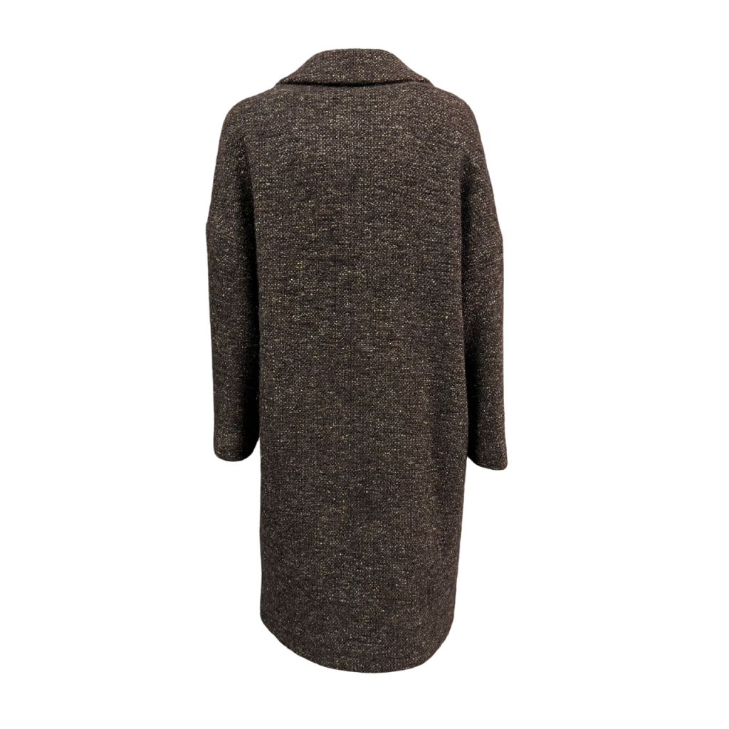 LUCREZIA T Cappotto Doppiopetto Over Marrone Mélange L24721LU220 – Lana Mohair Alpaca – Made in Italy
