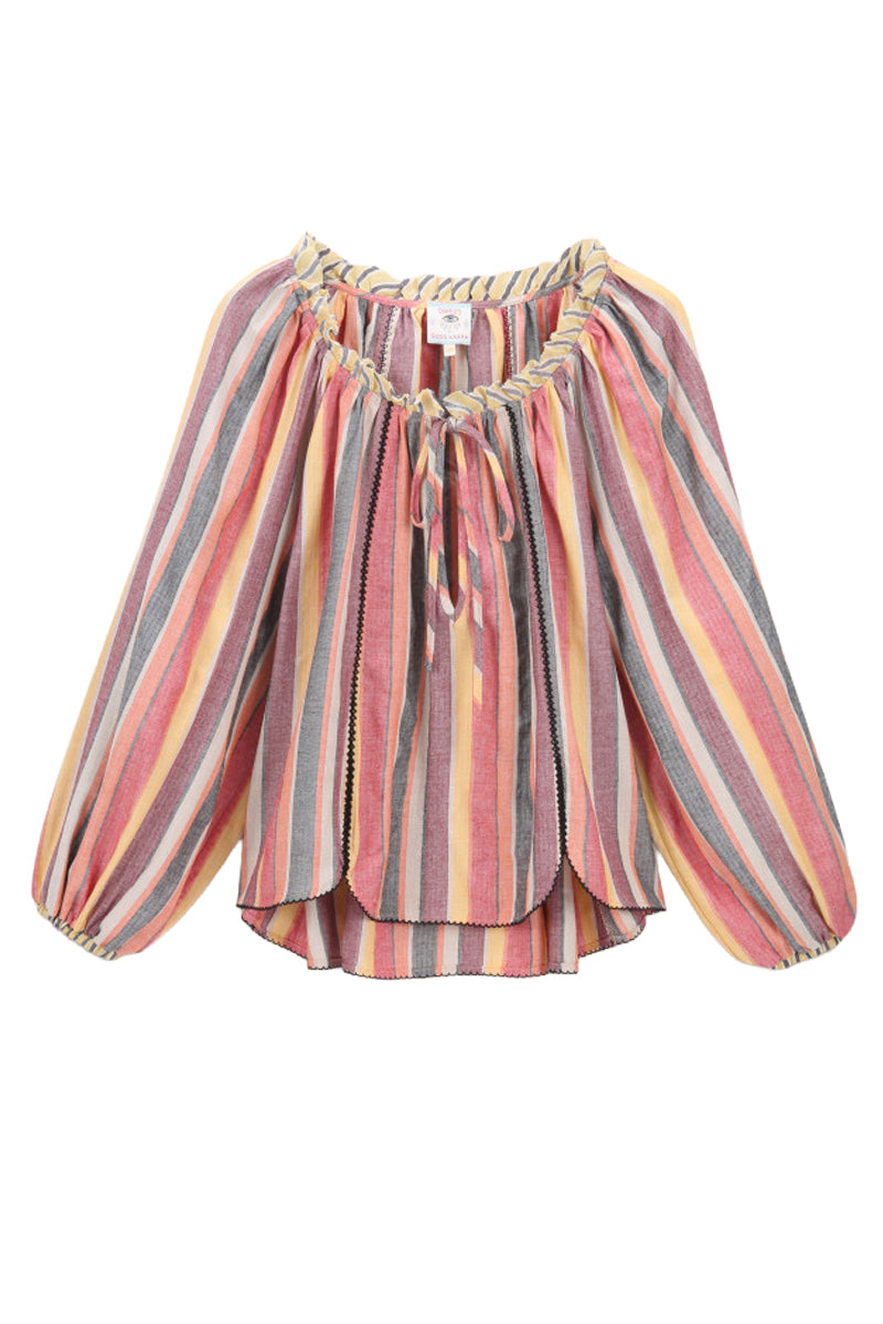 ORFEO PARIS blusa donna righe multicolor scollo ampio LISABETH TW1819