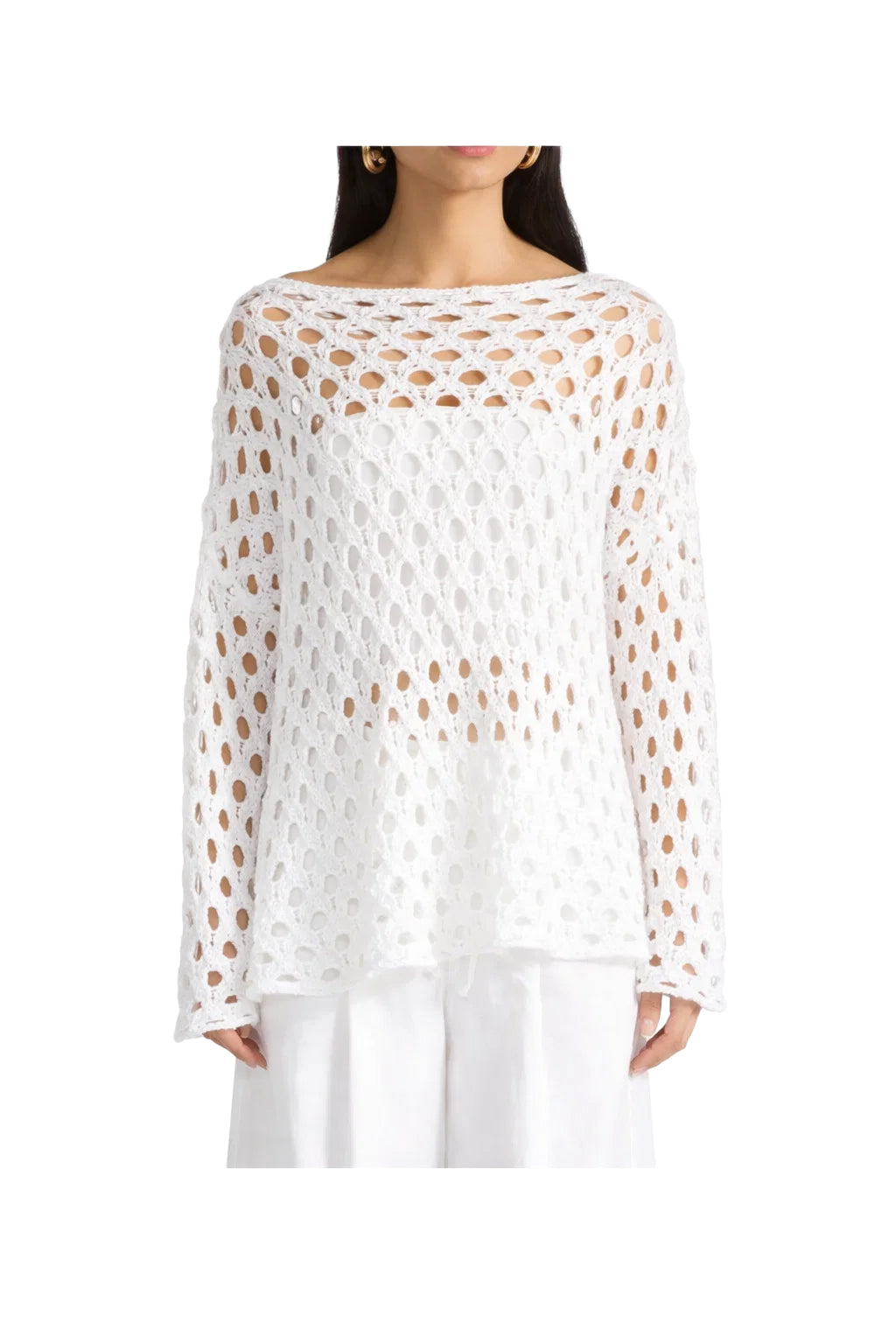 LIVIANA CONTI maglia donna svasata traforata F6SB40 SANDY cotone MADE IN ITALY