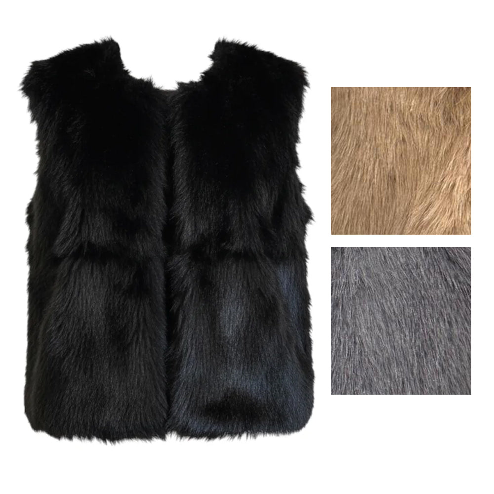 KORALLINE Gilet Eco Pelliccia 422 | Retro Maglia Elasticizzata | Chiusura a Gancetti